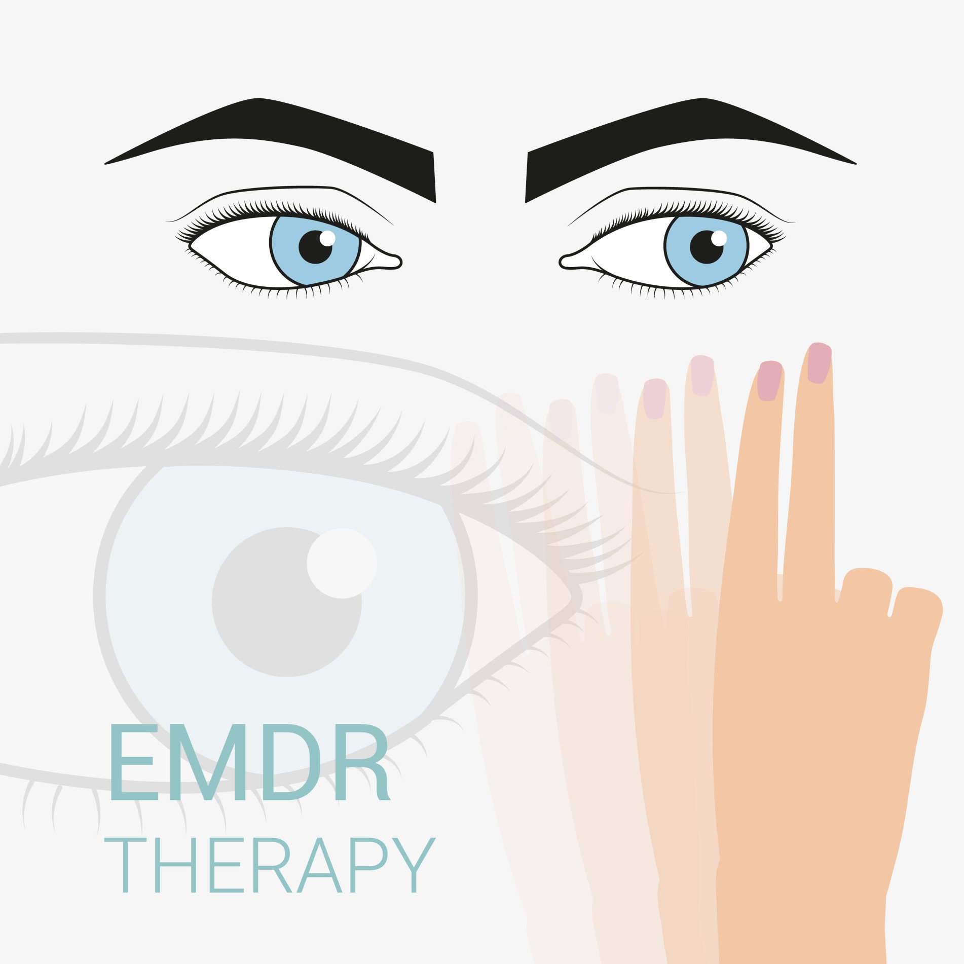 Psychotherapy and psychology. Emdr therapy help with psychological problems. Sadness, longing, despondency, depression. Eye movement to the right and left.