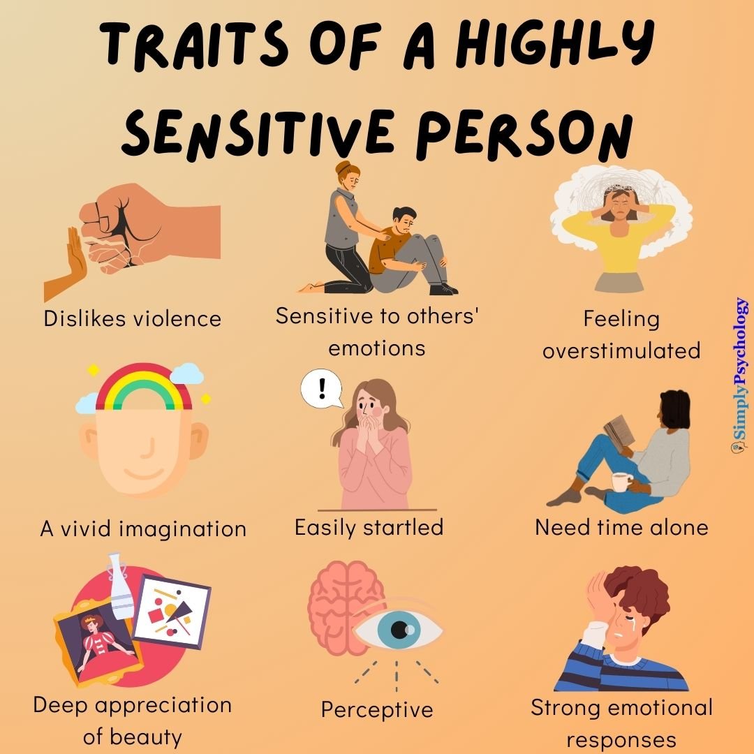 Some of the common traits of someone who is a highly sensitive person (HSP), including disliking violence, being sensitive to others' emotions, and feeling overstimulated.