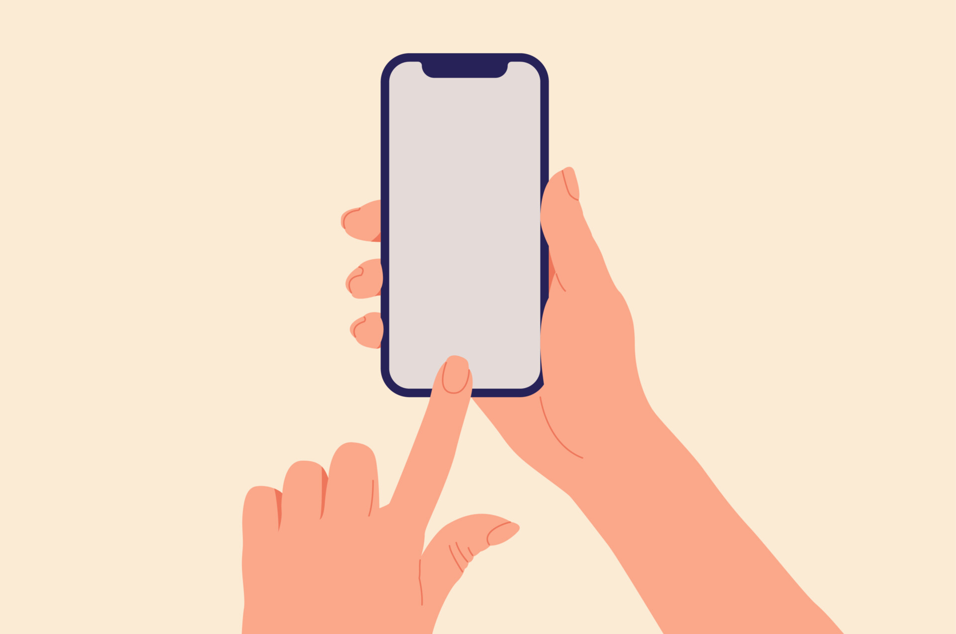 an illustration of a hand holding a smart phone