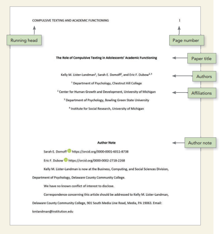 An example of an APA format reference page